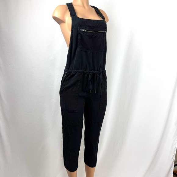 Aritzia Wilfred Free Women’s Sz S Valletta Black Cropped Lyocell Twill Overalls - Picture 4 of 16